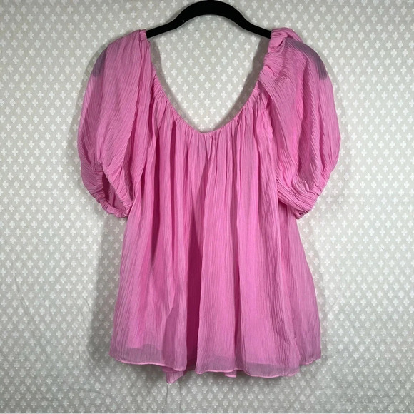 Rebecca Taylor Pink Silk Puff‎ Sleeve Top - Picture 6 of 6